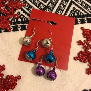 🎁 Jingle Bell Christmas Dangle Earring 3 Pack NEW